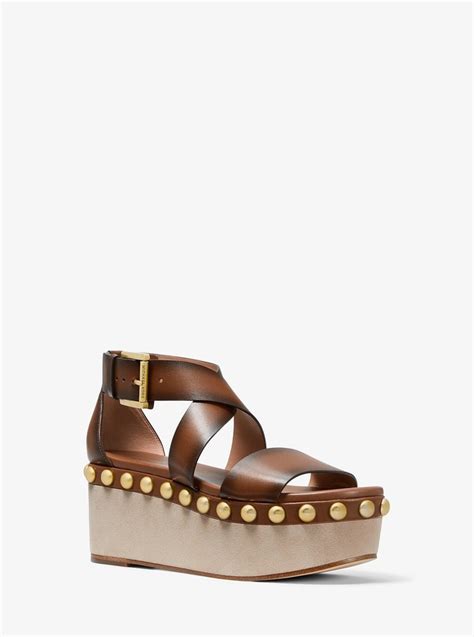 michael kors garner studded burnished leather flatform|Garner Studded Leather Flatform .